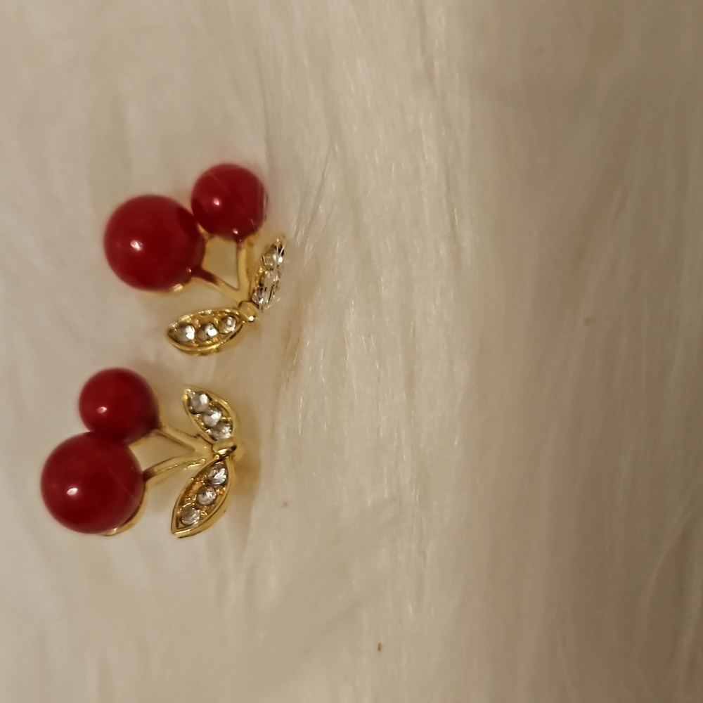 🍒  New Cherry and Rhinestone Earrings